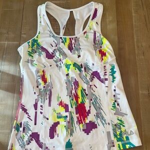 Fila White Sports Bra with Navy and Red Logo